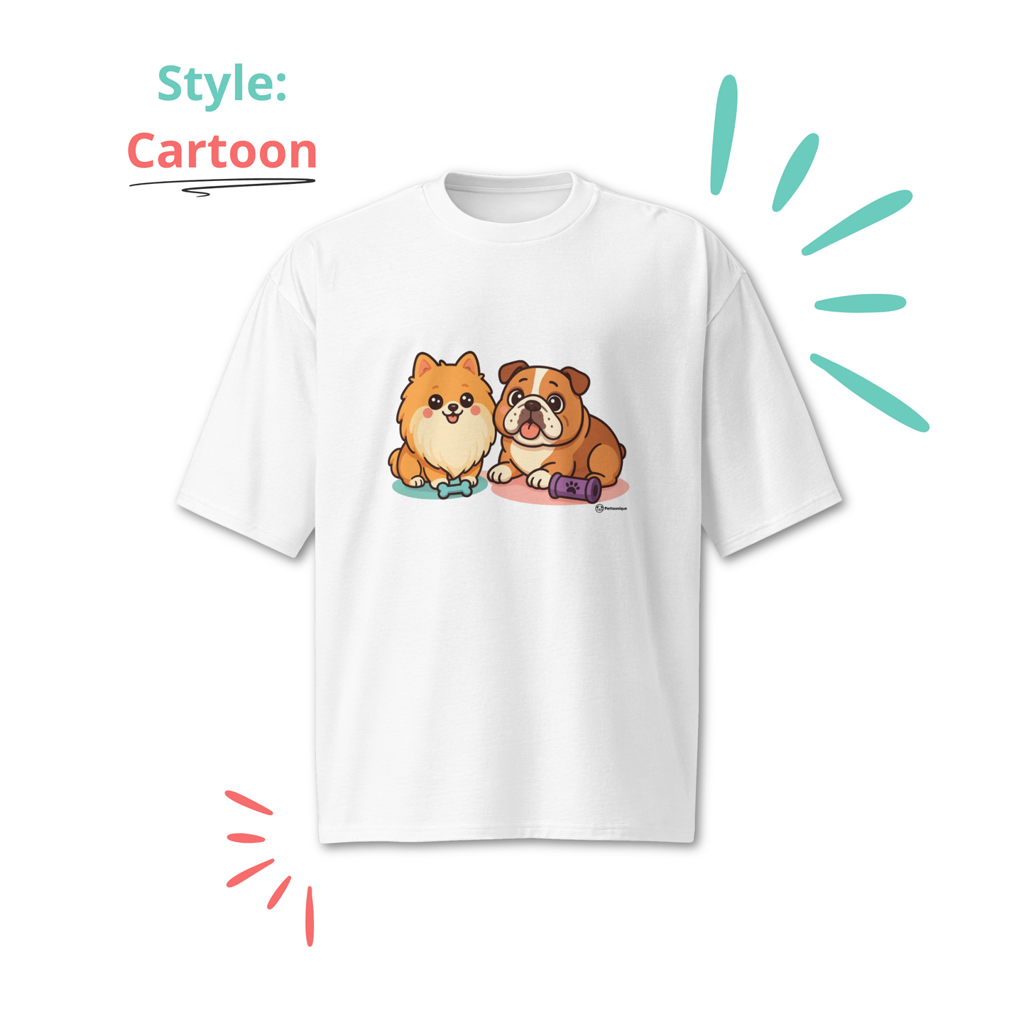 Custom Pet Portrait OVERSIZED T-shirt - For Pet Moms and Dads