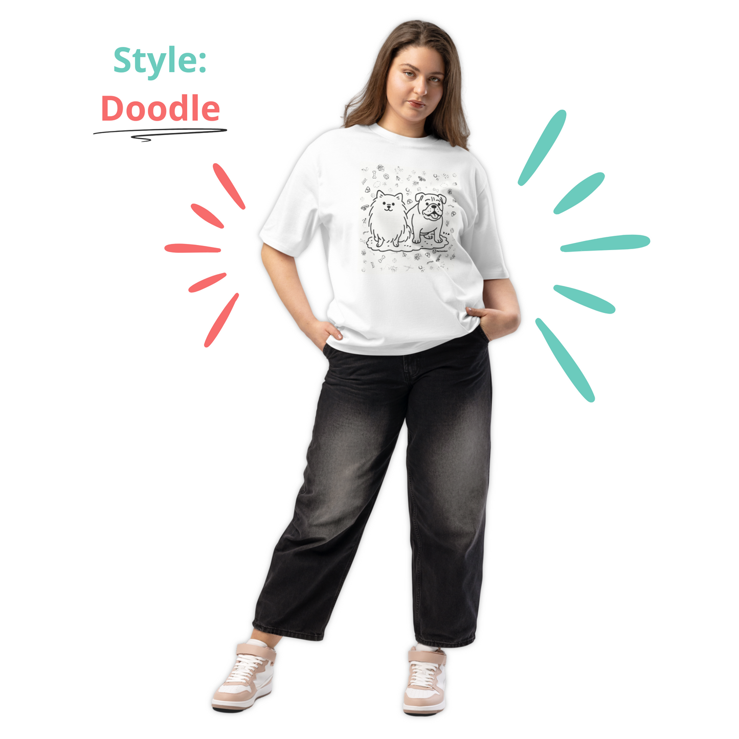 Custom Pet Portrait OVERSIZED T-shirt - For Pet Moms and Dads
