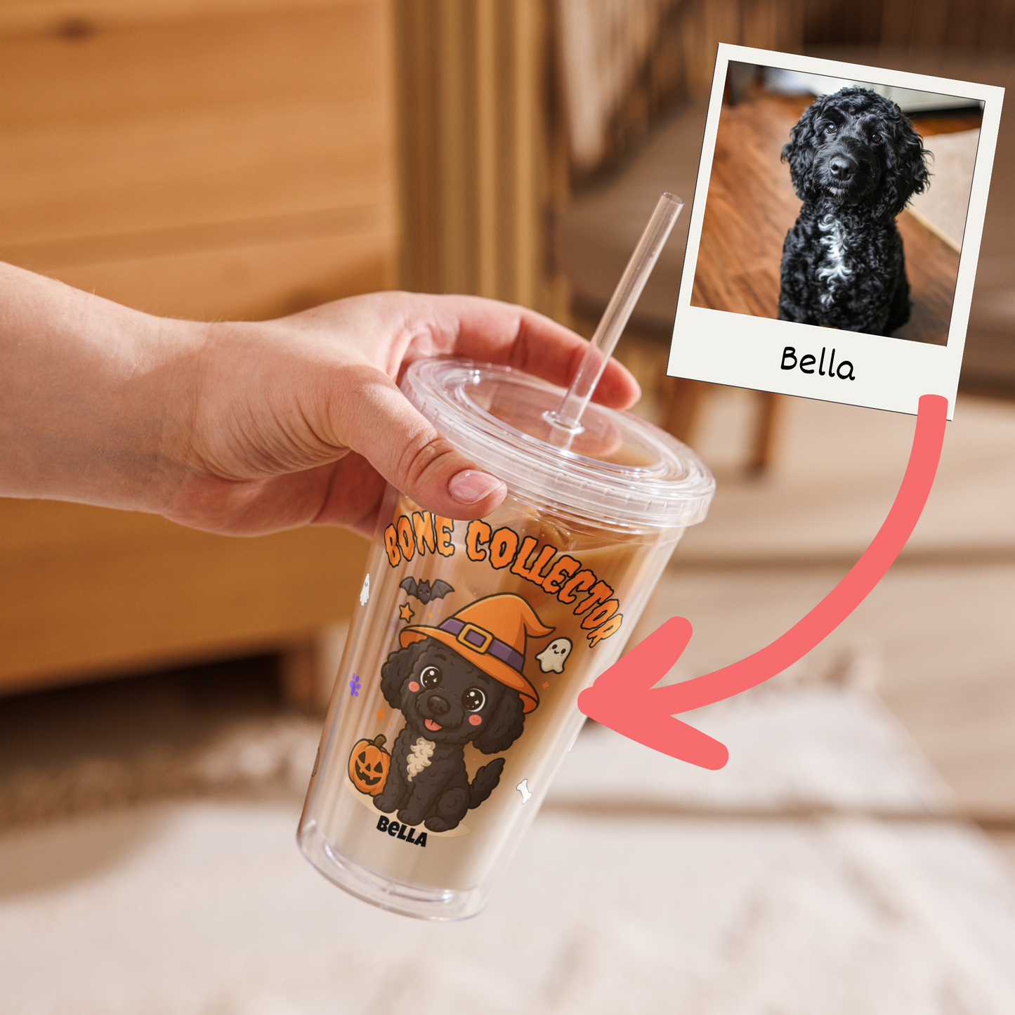 Custom Halloween Cartoon Pet Portrait Tumbler