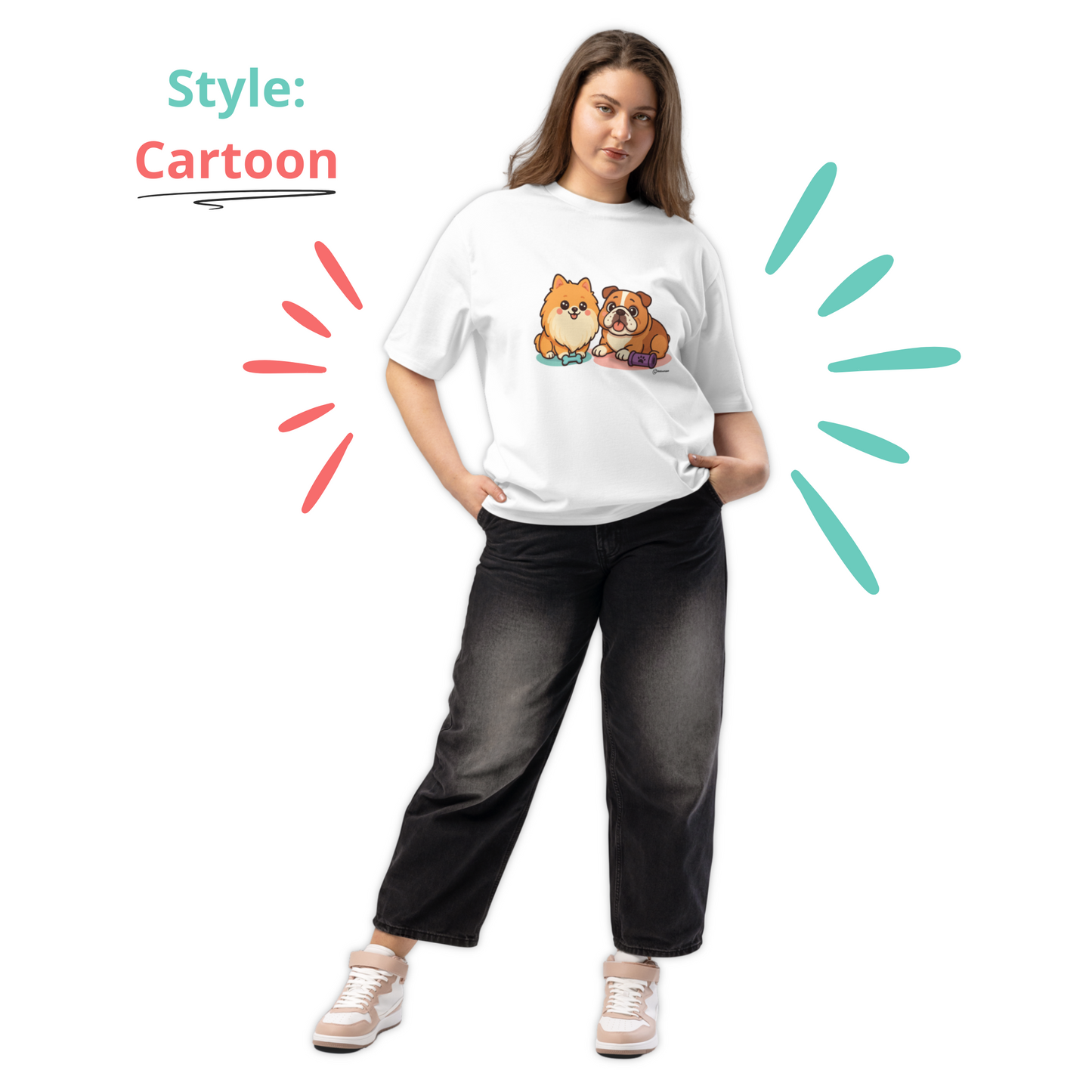 Custom Pet Portrait OVERSIZED T-shirt - For Pet Moms and Dads