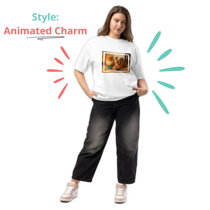 Custom Pet Portrait OVERSIZED T-shirt - For Pet Moms and Dads