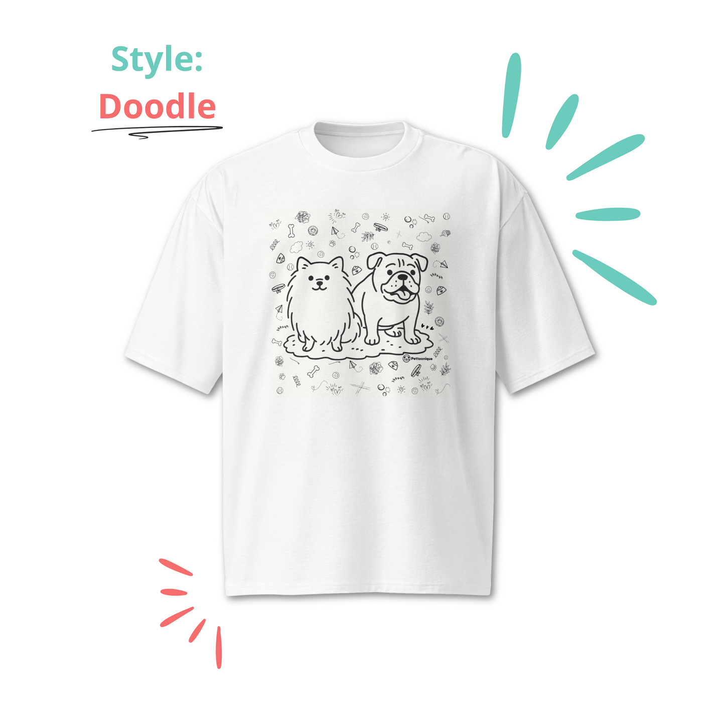 Custom Pet Portrait OVERSIZED T-shirt - For Pet Moms and Dads