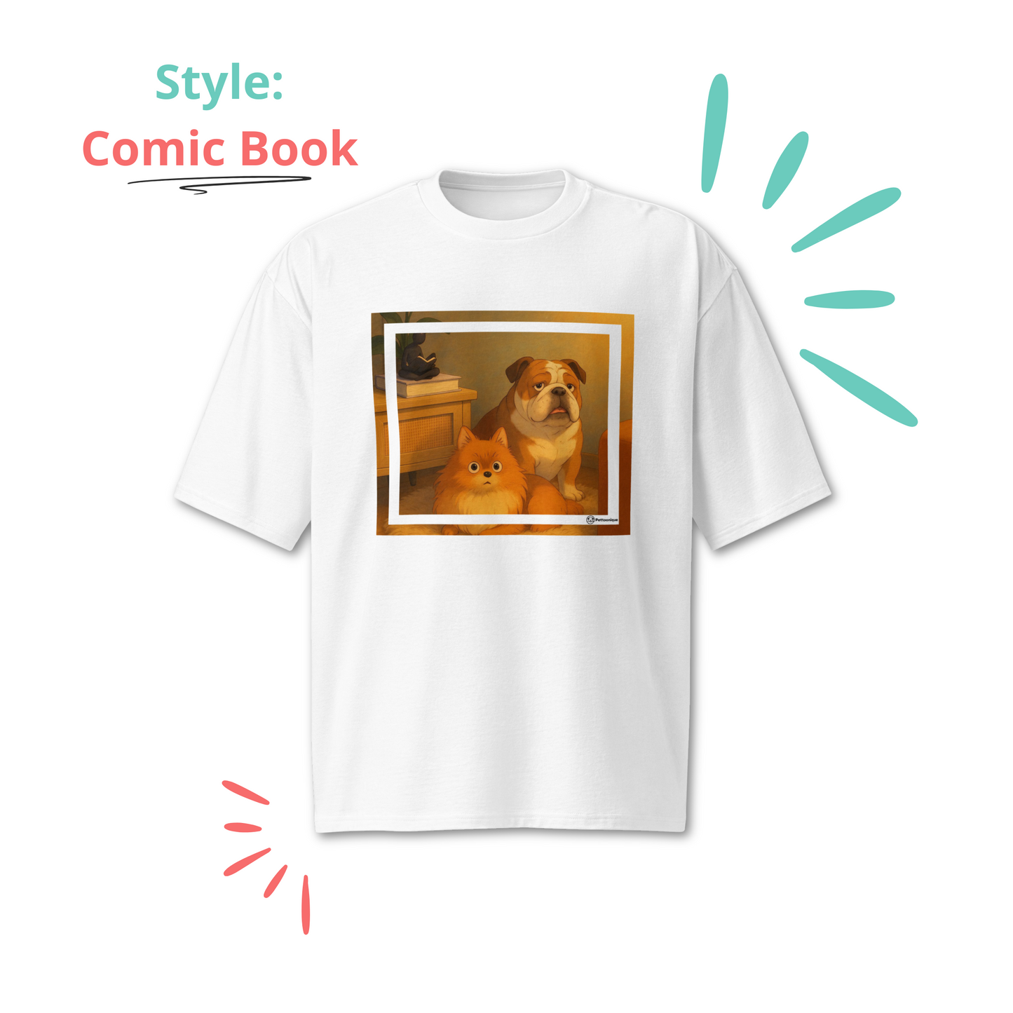 Custom Pet Portrait OVERSIZED T-shirt - For Pet Moms and Dads