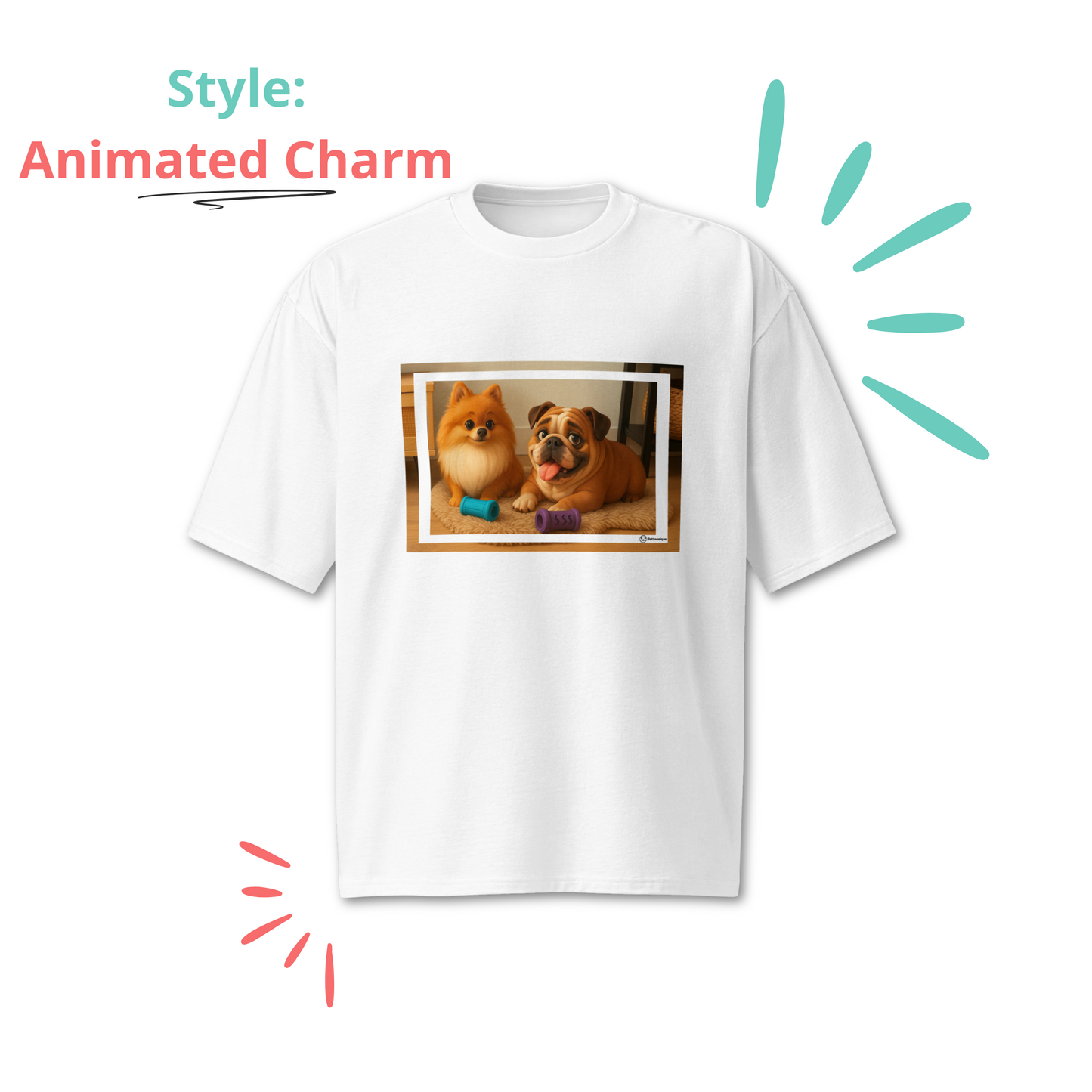 Custom Pet Portrait OVERSIZED T-shirt - For Pet Moms and Dads