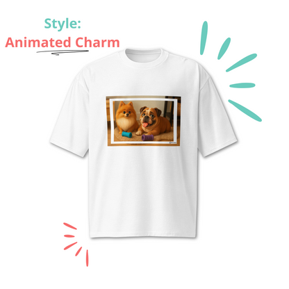 Custom Pet Portrait OVERSIZED T-shirt - For Pet Moms and Dads